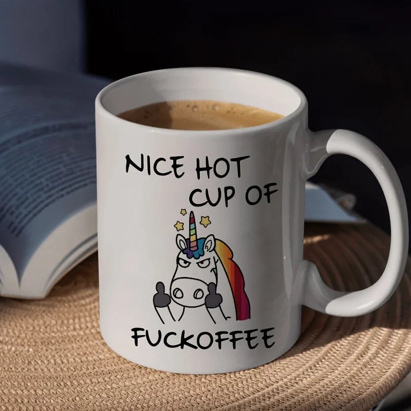 Cravinc 11oz Angry Unicorn Ceramic Coffee Mug | Insulated Hot/Cold Beverage Cup