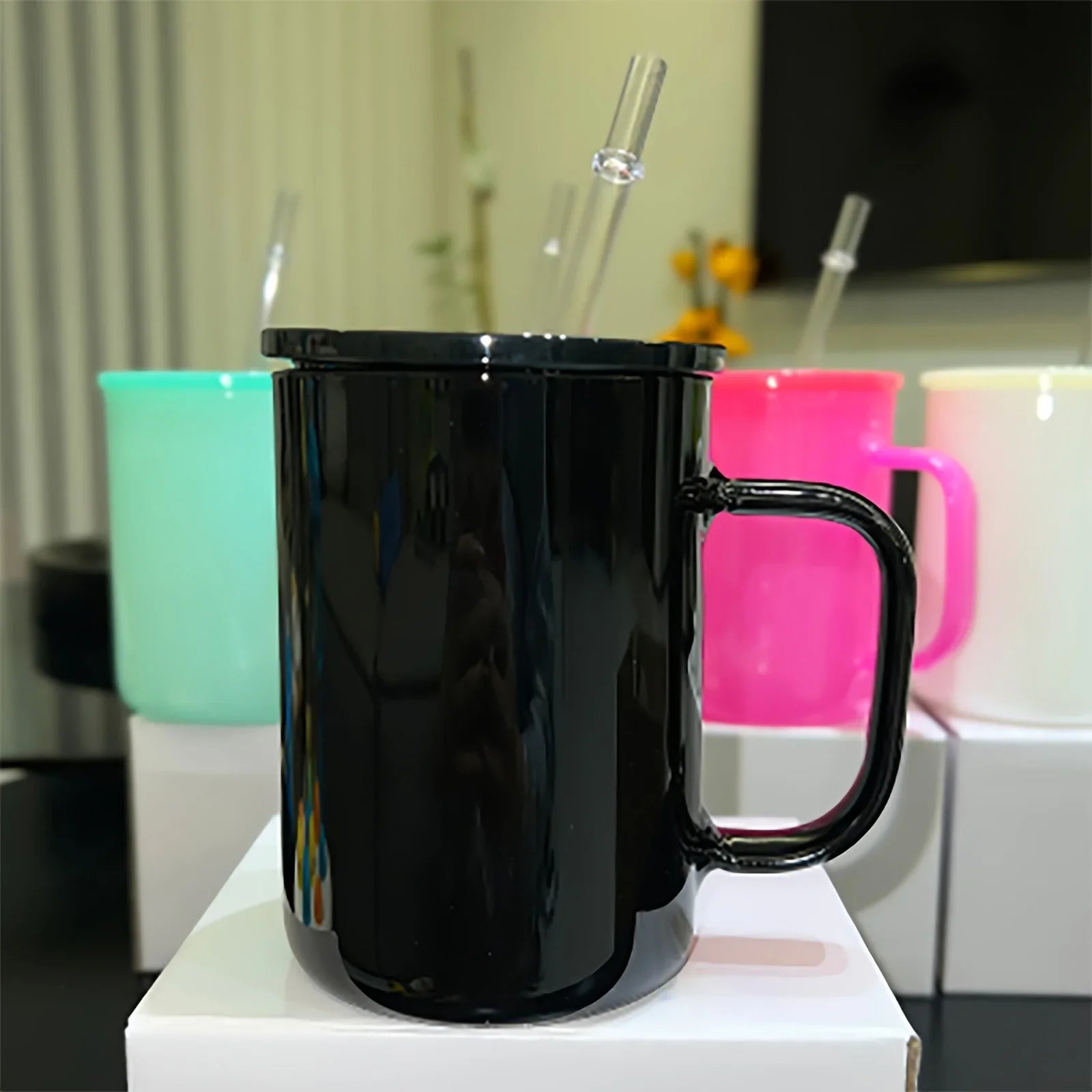 Cravinc 17oz Sublimation Glass Mug with Spill-Proof Lid for Coffee - Versatile Daily Use