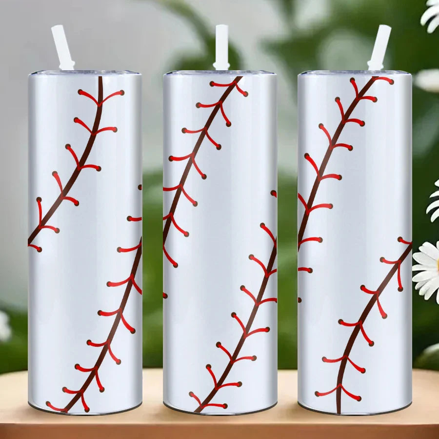 Baseball Pattern Stainless Steel Water Cup & Thin Bottle Set by Cravinc