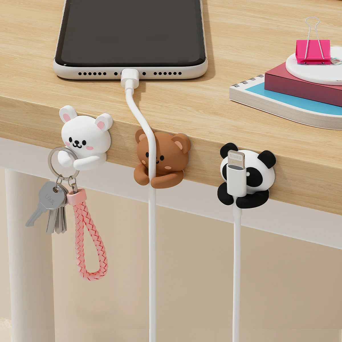 Cable Organizer Holder for Desk by Cravinc - Cute & Compact Wire Management