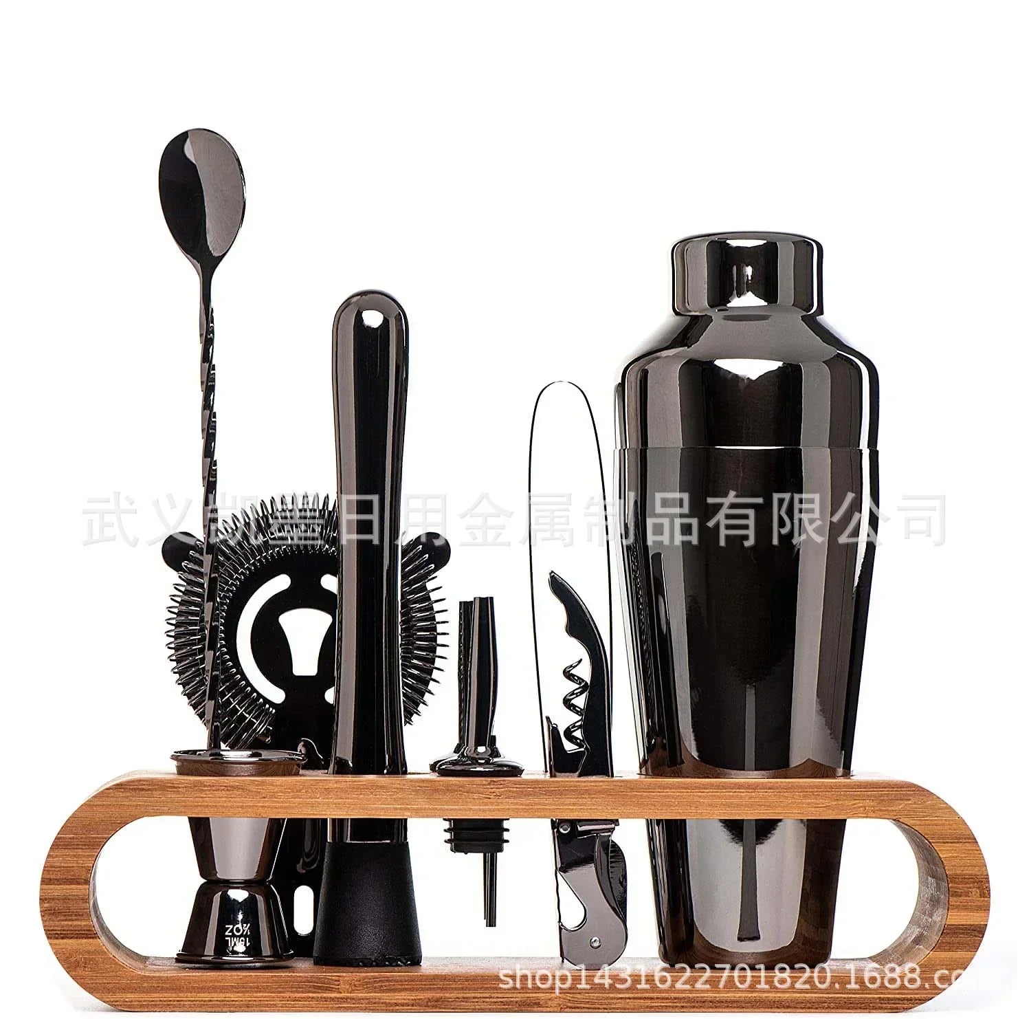 Cravinc 10-Piece Stainless Steel Cocktail Mixer Set in Bamboo Frame