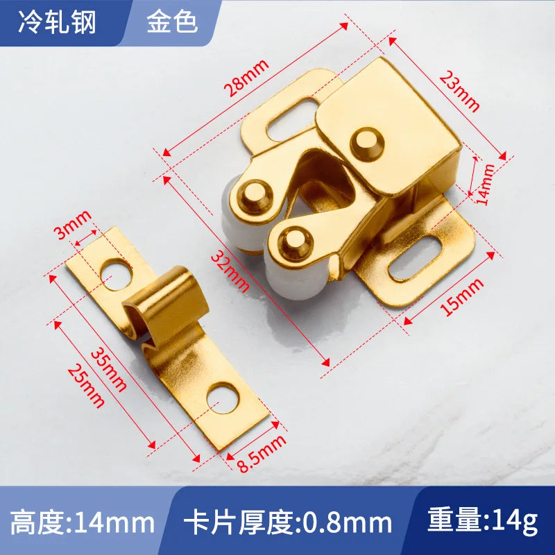 Copper Cabinet Door Roller Latch Set by Cravinc - Twin Catches with Striker