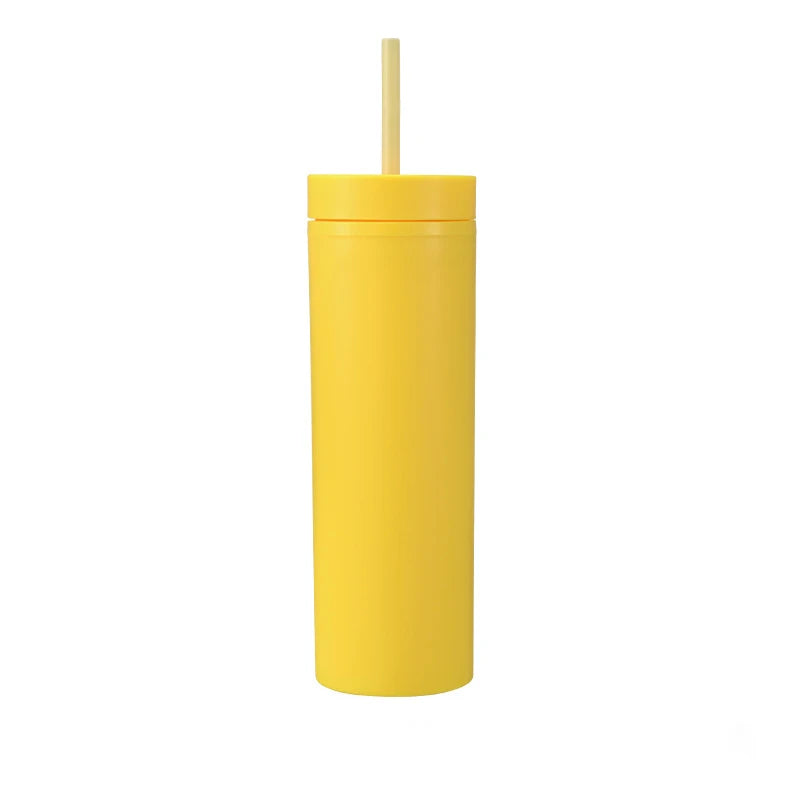 Cravinc 16oz Matte Acrylic Skinny Tumbler with Lid and Straw