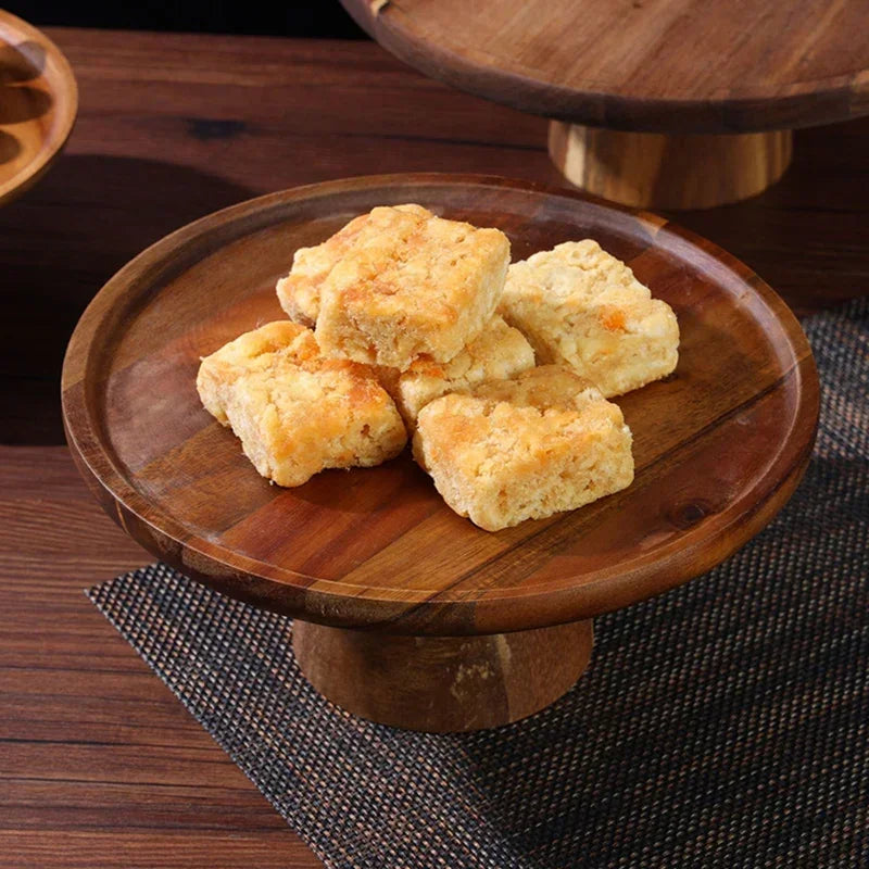 Acacia Wood Cake Stand by Cravinc: Elegant Dessert Display Stand & Snack Tray