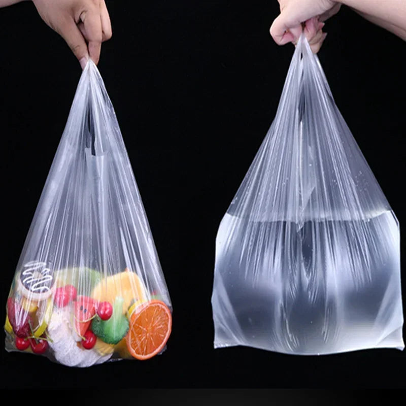 Cravinc 100 Pcs Plastic Shopping Bags with Handles for Storage and Packaging