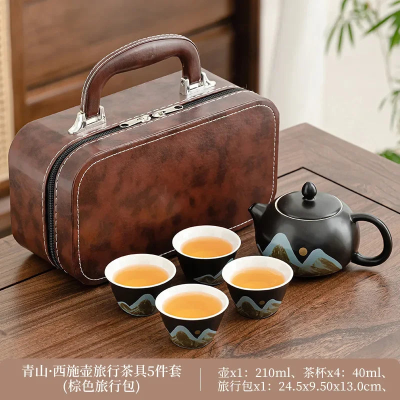 Ceramic Travel Tea Set by Cravinc: Portable Kung Fu Tea Set with Kuaike Cup