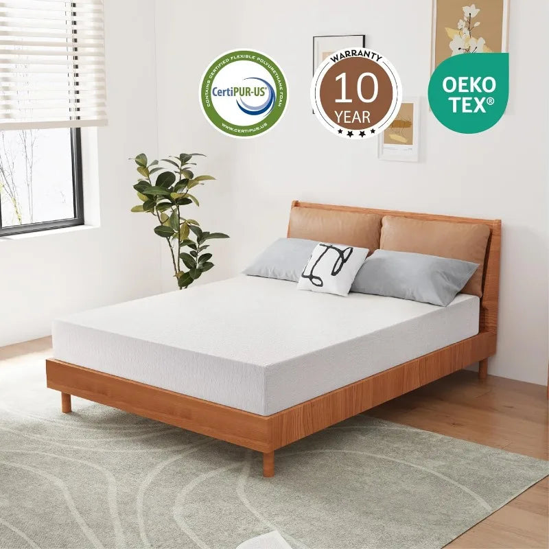 Cravinc 10 Inch Cooling Gel Memory Foam Green Tea Twin Mattress