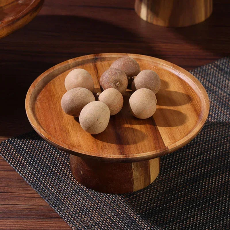 Acacia Wood Cake Stand by Cravinc: Elegant Dessert Display Stand & Snack Tray