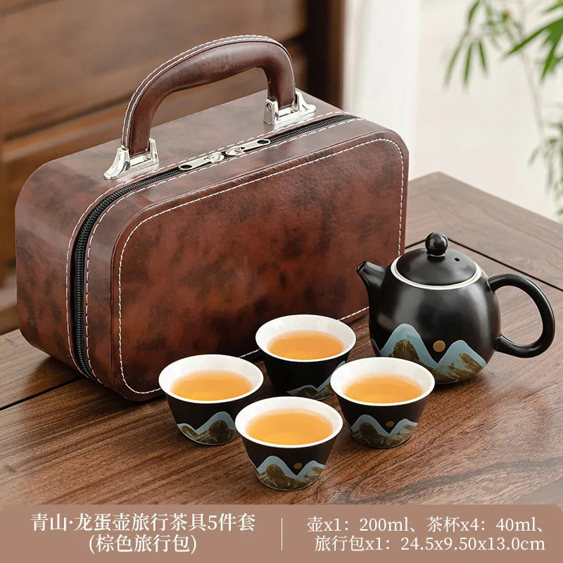 Ceramic Travel Tea Set by Cravinc: Portable Kung Fu Tea Set with Kuaike Cup