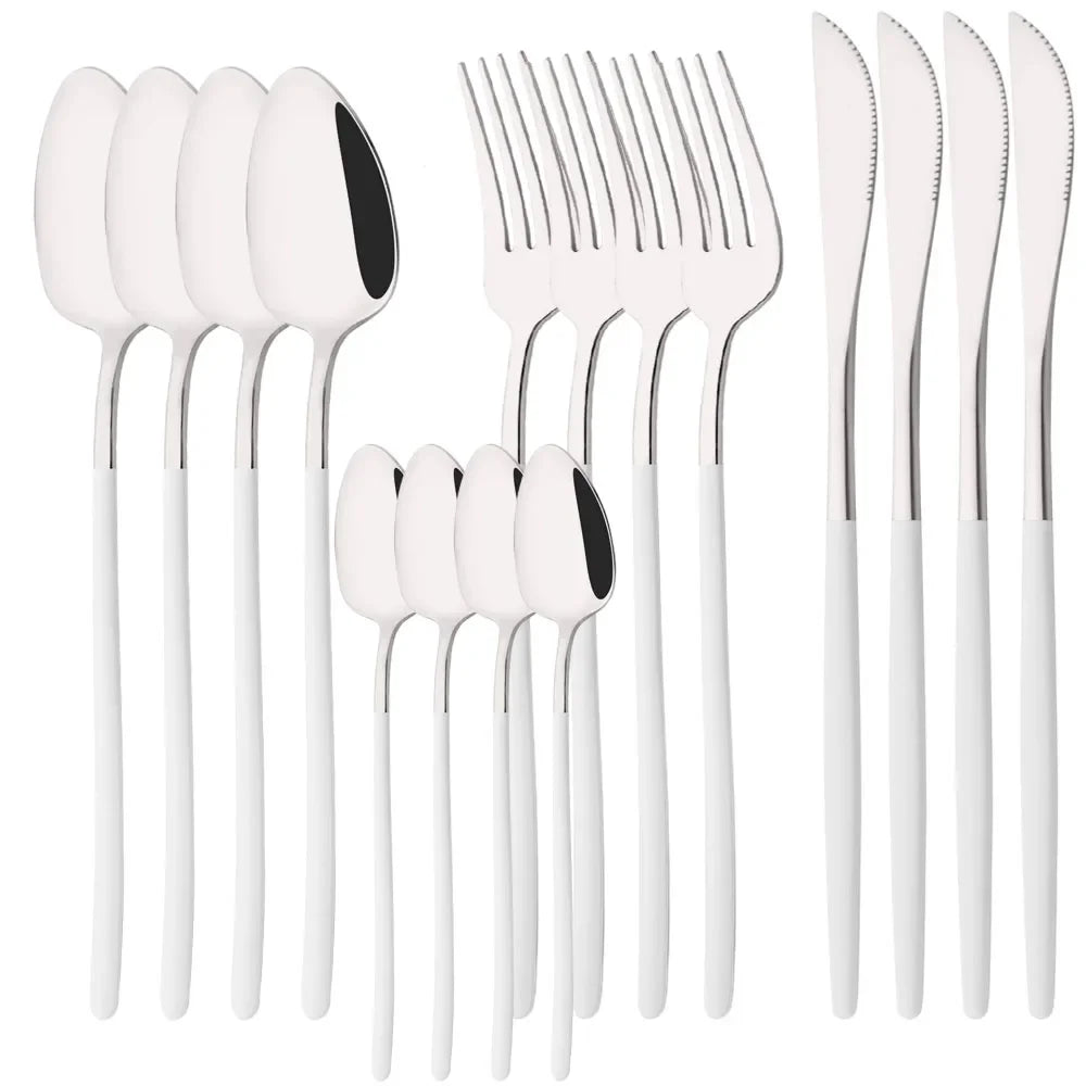 Cravinc 16-Piece Stainless Steel Mirror Cutlery Set for Western Dining