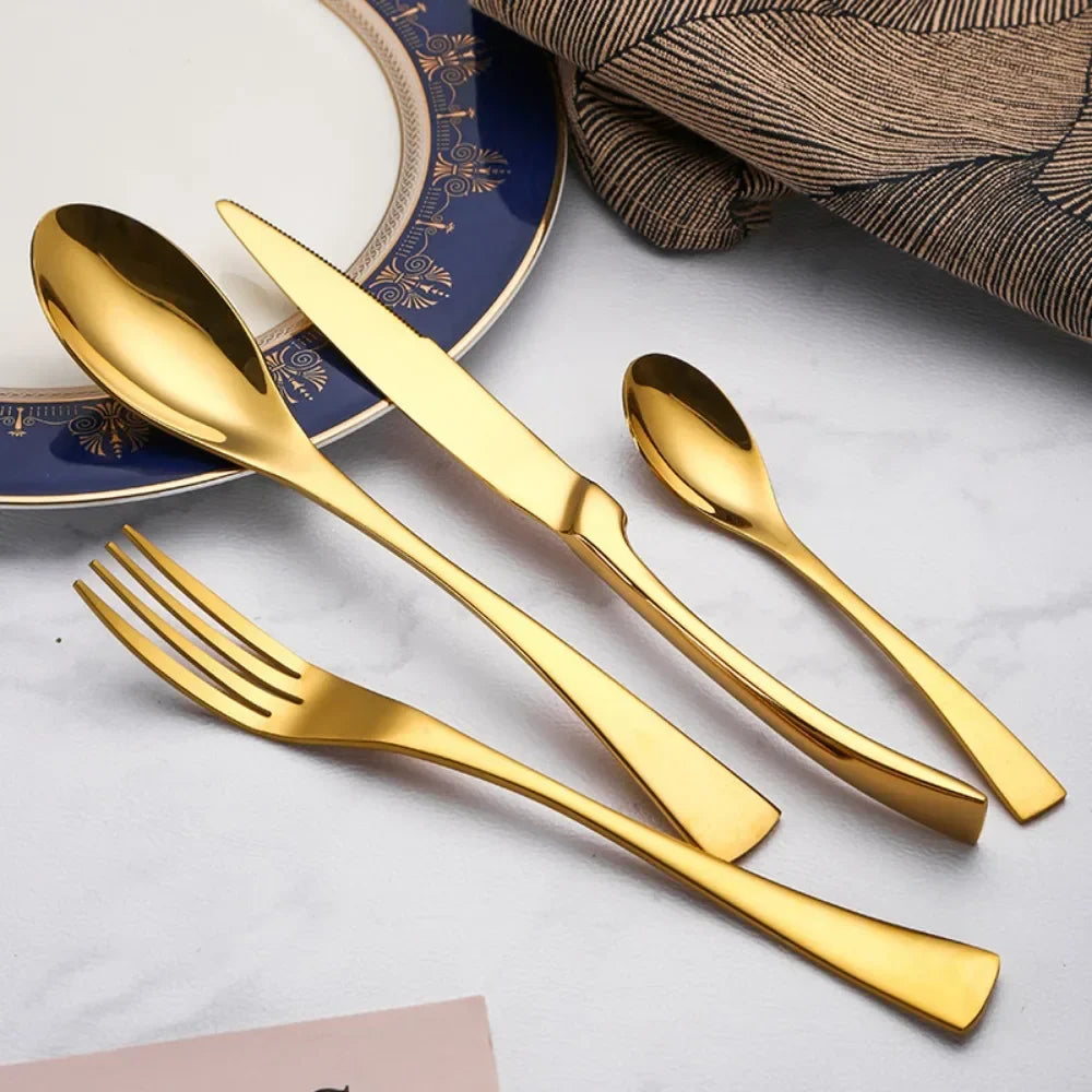 Cravinc 18/10 Stainless Steel Matte Gold Tableware Set - 8Pcs