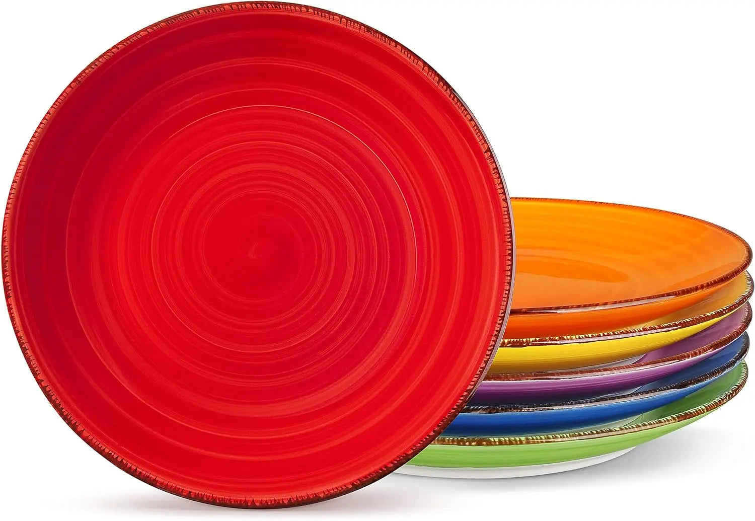 Cravinc 10.5 Inch Ceramic Dinner Plates Set of 6 - Assorted Colors