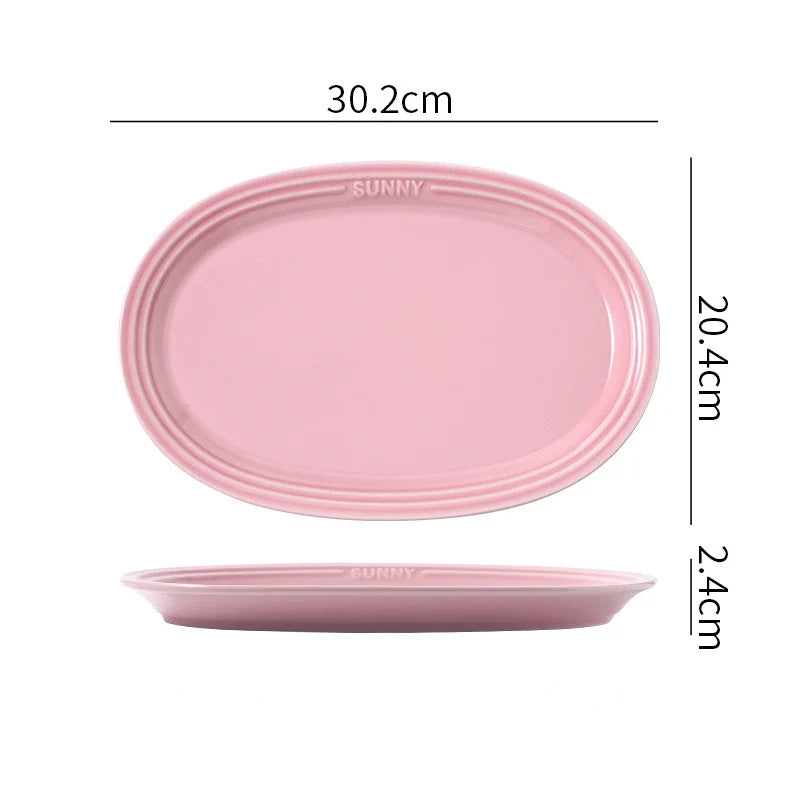 Cravinc 12in Oval Ceramic Serving Platter - Ideal for Dessert, Appetizer, Meat, and Entertaining