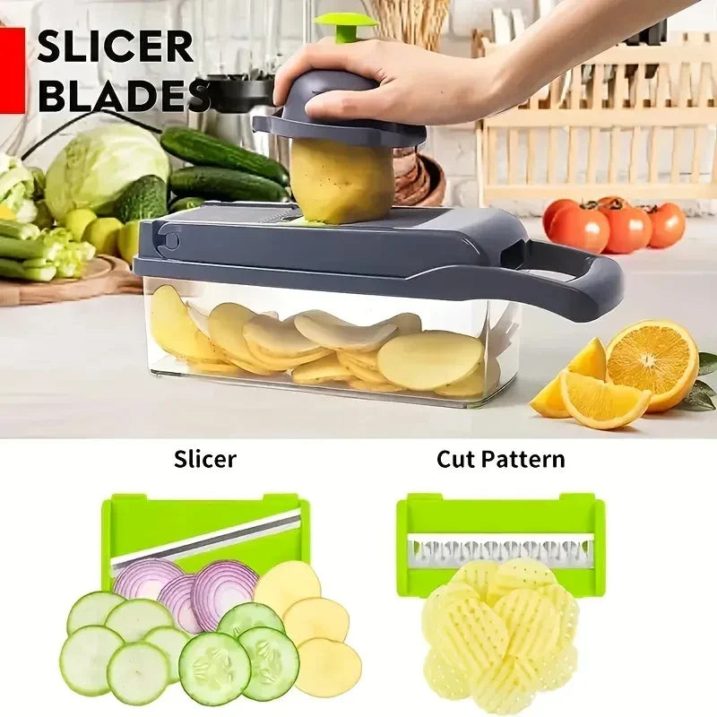 Cravinc 16-in-1 Vegetable Slicer Cutter with Basket - Food Grade Multifunctional Kitchen Tool