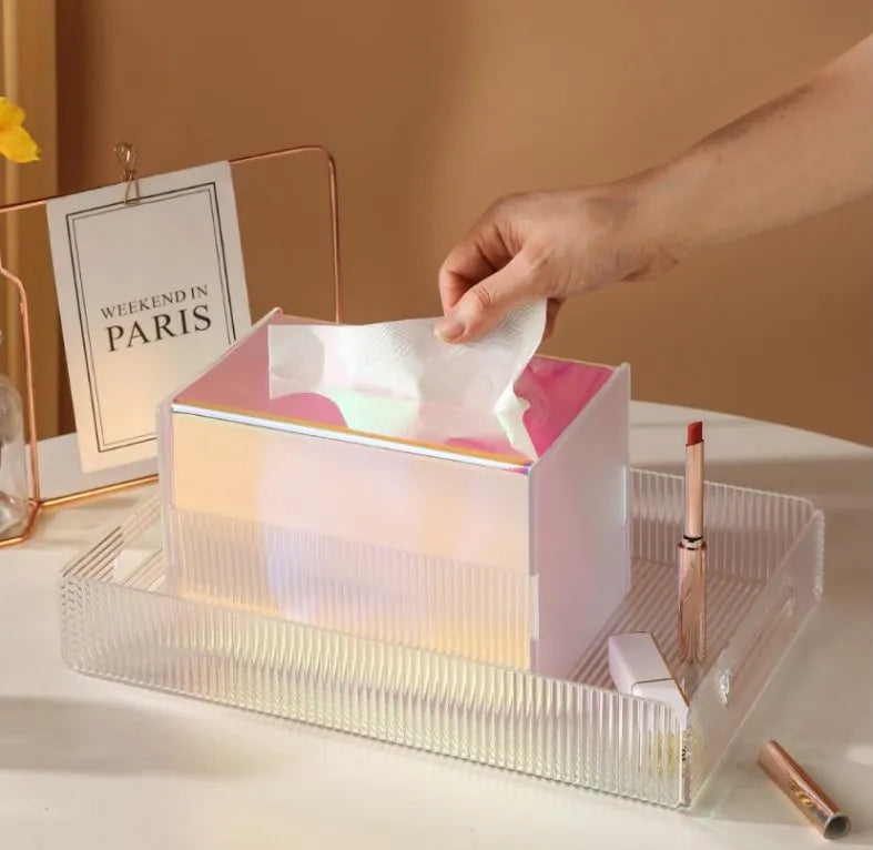 Acrylic Tissue Box & Paper Tube Set by Cravinc