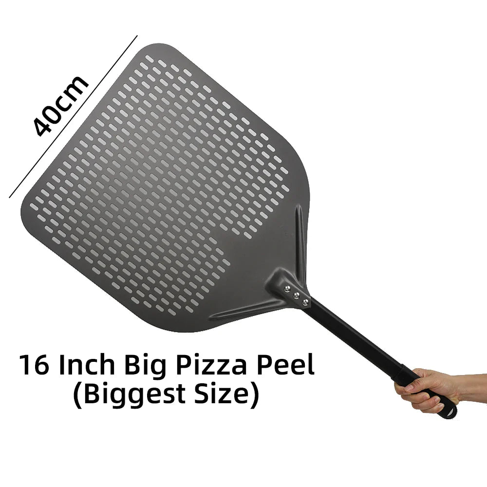 Cravinc 16" Perforated Pizza Peel with Metal Handle - Nonstick Kitchen Tool