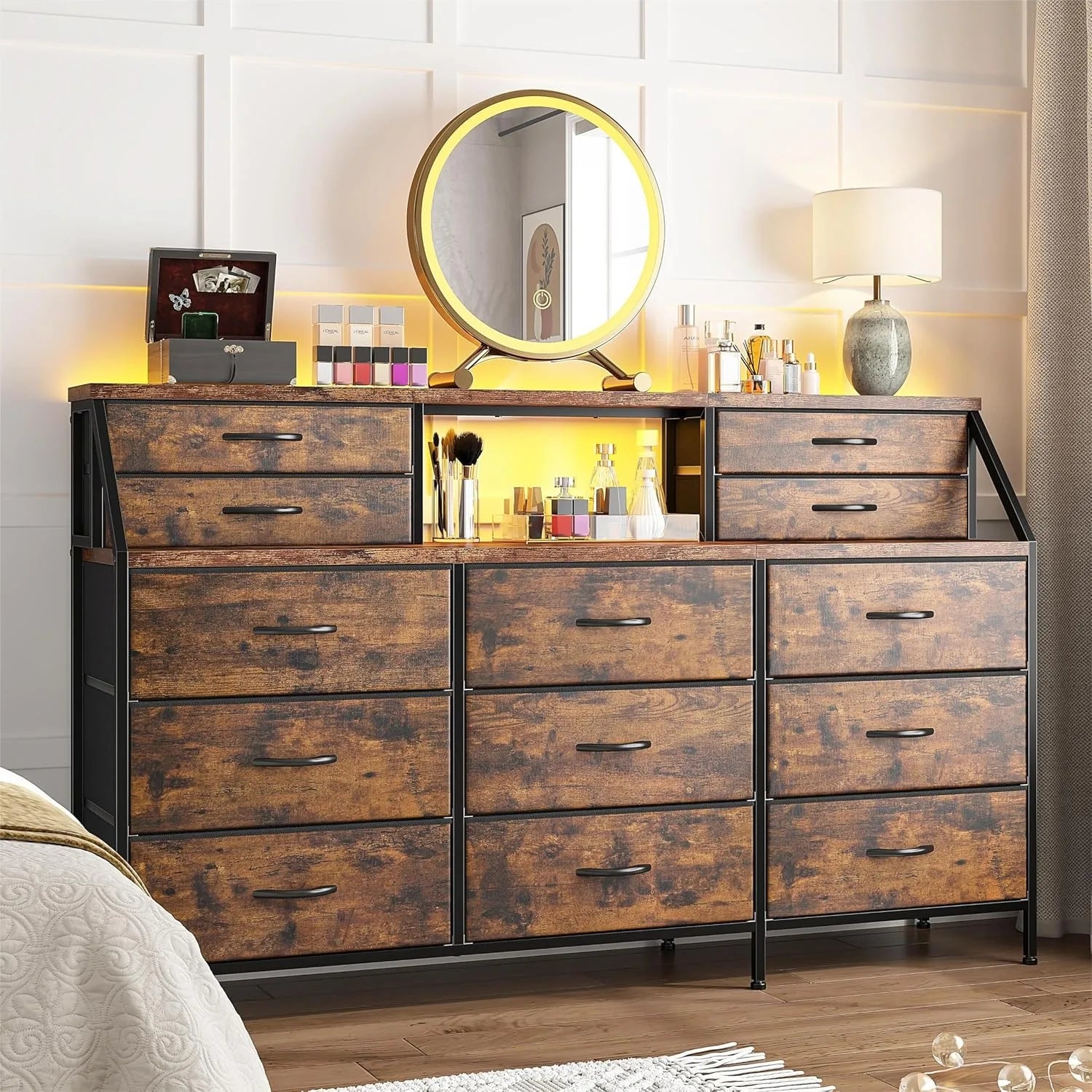 Cravinc 13-Drawer Bedroom Dresser with 2 Shelves