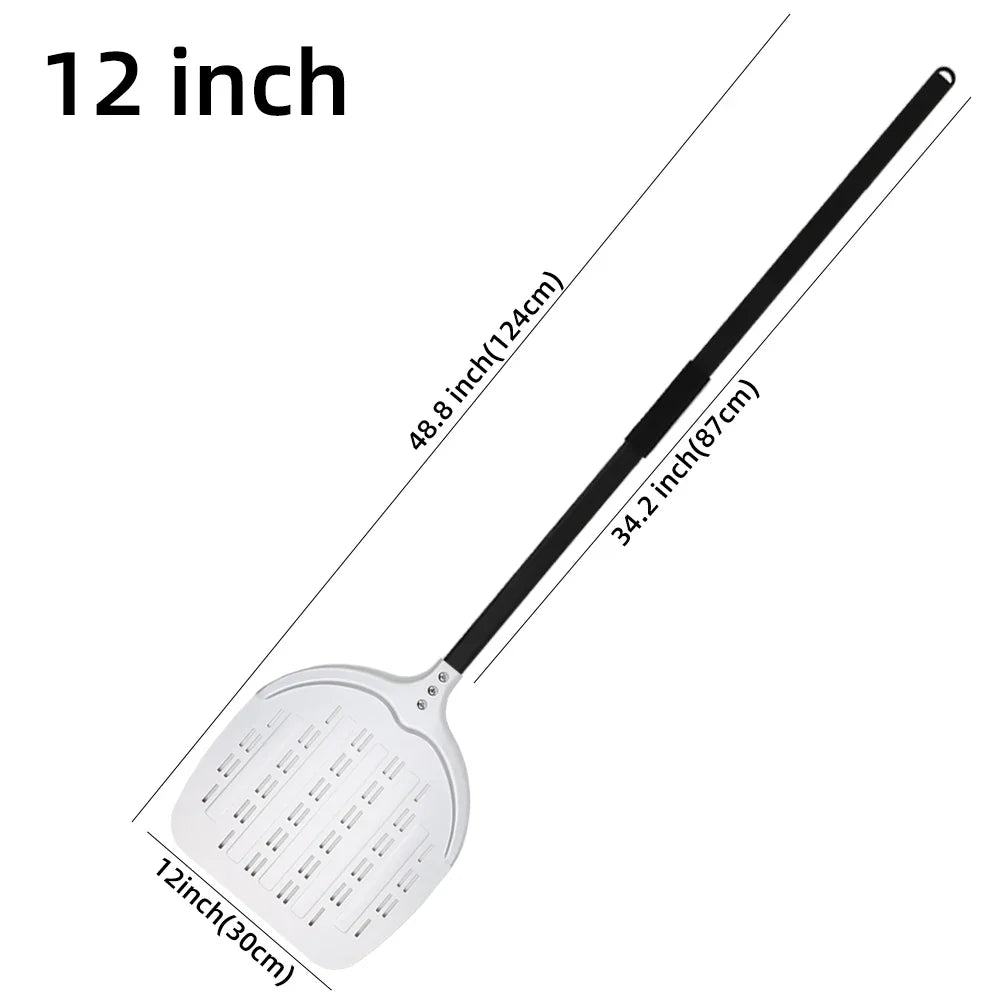 Cravinc 12" Aluminum Pizza Peel Perforated Paddle Nonstick Baking Tool