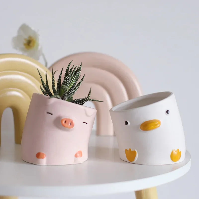 Cartoon Animals Succulent Pots - Cravinc's Unique Desktop Decor & Artistic Ornaments