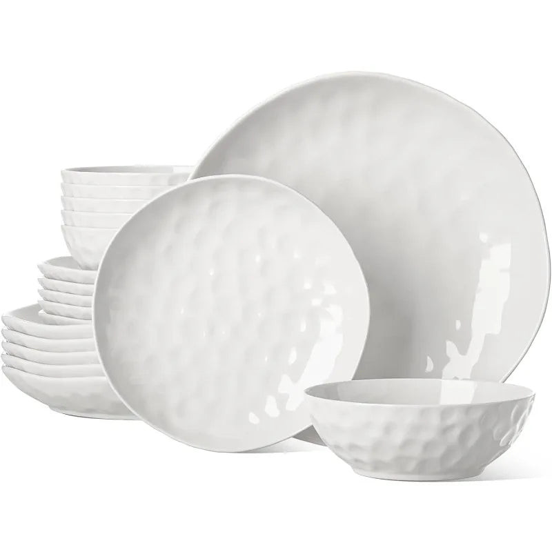 Cravinc 16-Piece Dinnerware Set for 4, High-fired Plates and Bowls for Dessert, Salad, Pasta