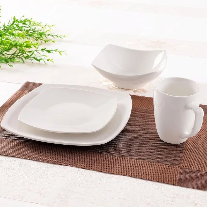 Cravinc 16-Piece Porcelain Dinnerware Set - Premium Quality Dishes for 4