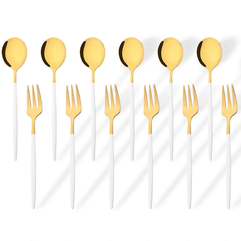 Cravinc 12-Piece Gold Mirror Cutlery Set for Dinnerware and Kitchen