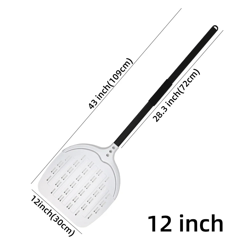 Cravinc 12" Aluminum Pizza Peel Perforated Paddle Nonstick Baking Tool