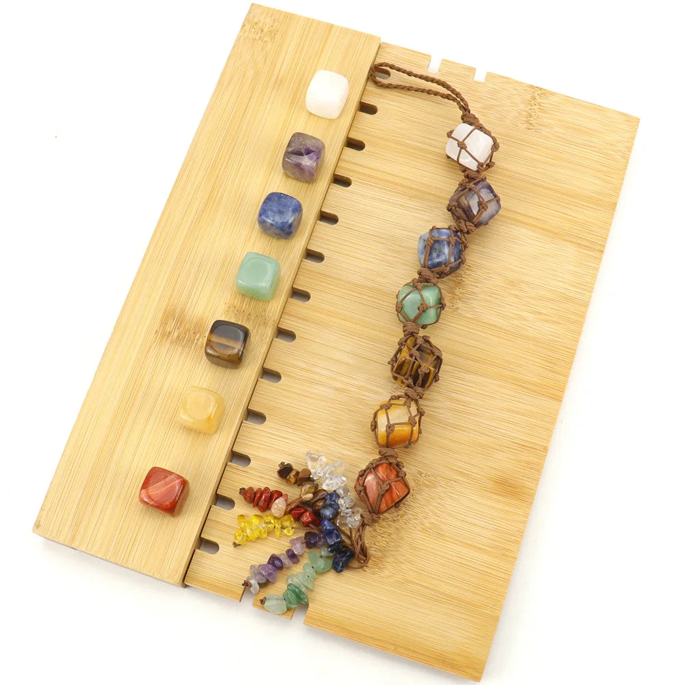 Colorful Crystal Raw Stone Weaving Car Hanging Decoration by Cravinc