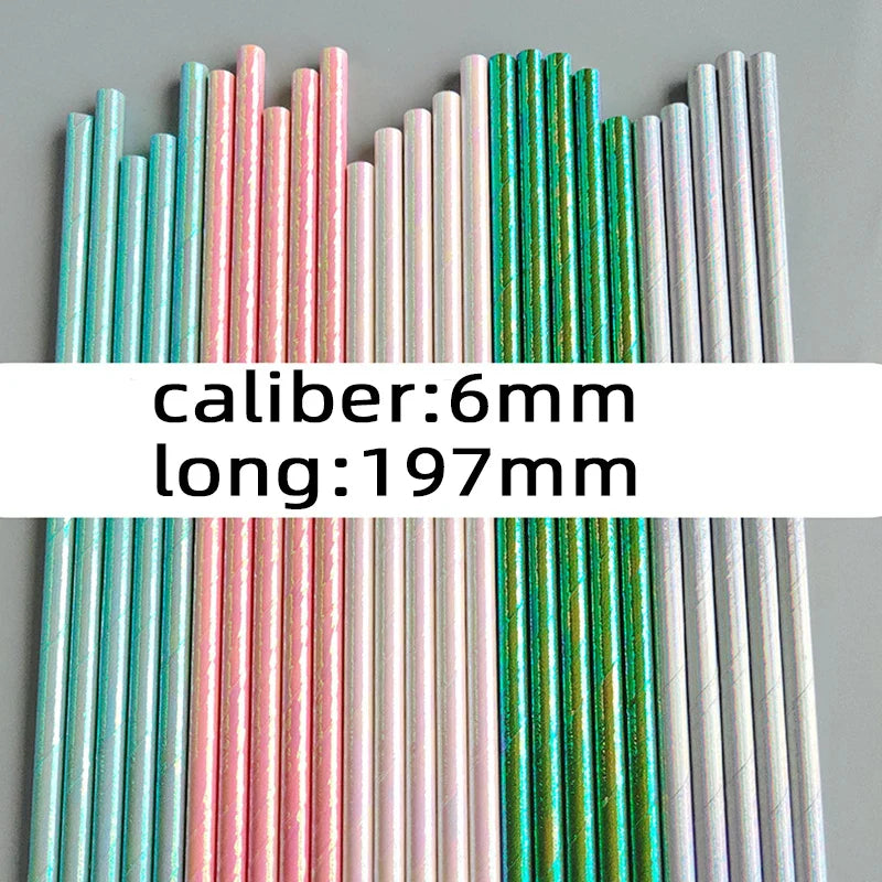 25pcs Cravinc Metallic Foil Paper Straws: Glitter Rainbow Birthday Wedding Cake Pop