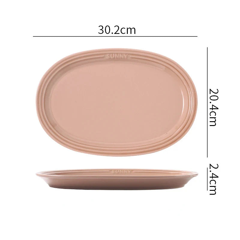 Cravinc 12in Oval Ceramic Serving Platter - Ideal for Dessert, Appetizer, Meat, and Entertaining