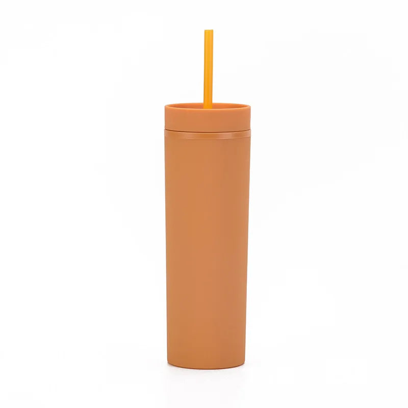 Cravinc 16oz Matte Acrylic Skinny Tumbler with Lid and Straw