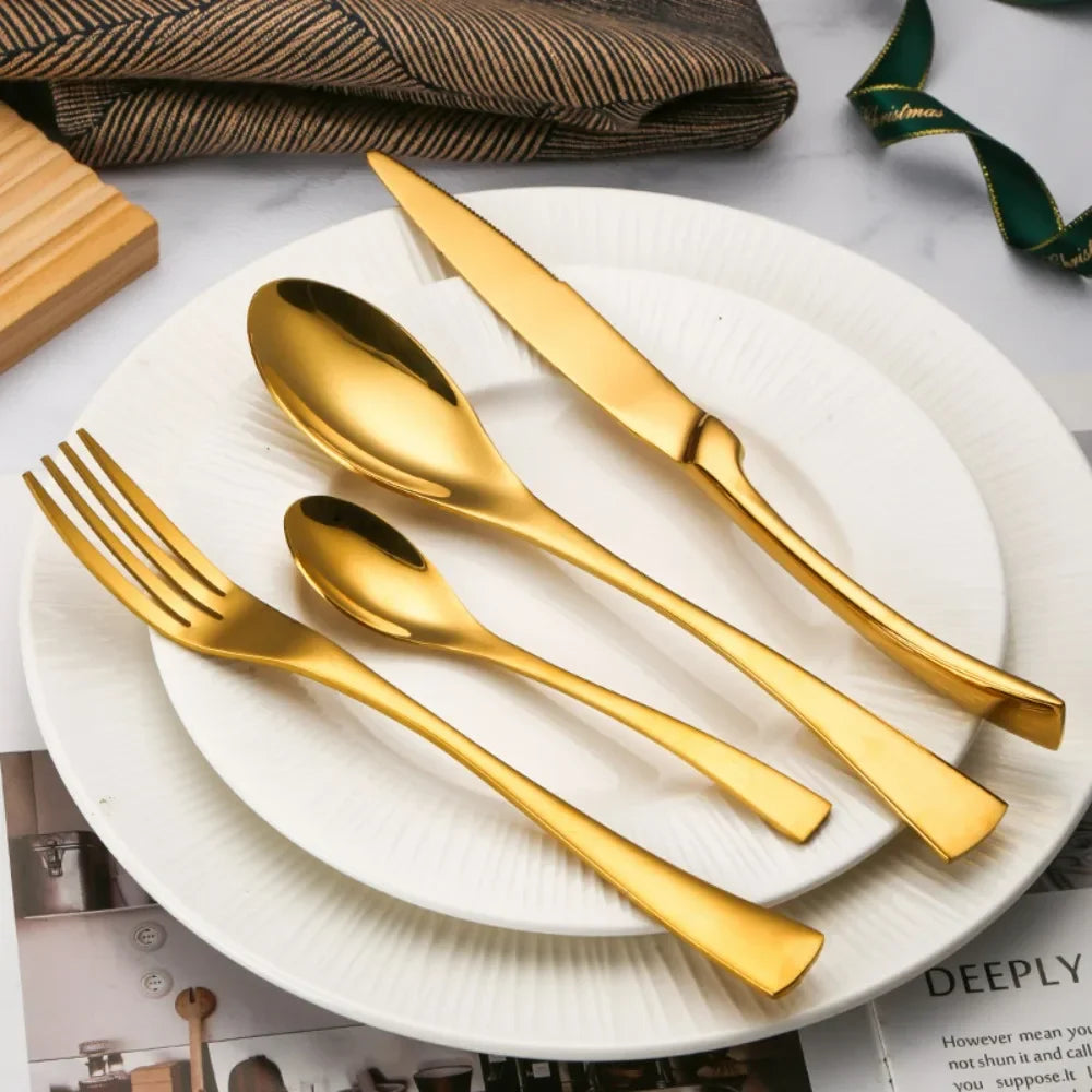 Cravinc 18/10 Stainless Steel Matte Gold Tableware Set - 8Pcs