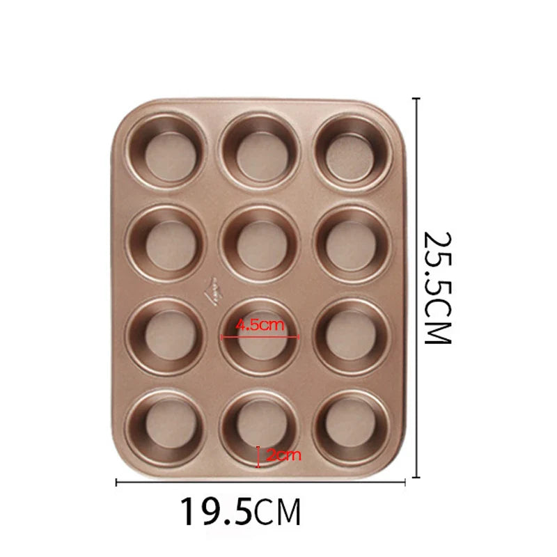 Cravinc 12 Hole Cupcake Baking Mold Carbon Steel Bakeware Muffin Tray Kitchen Accessories