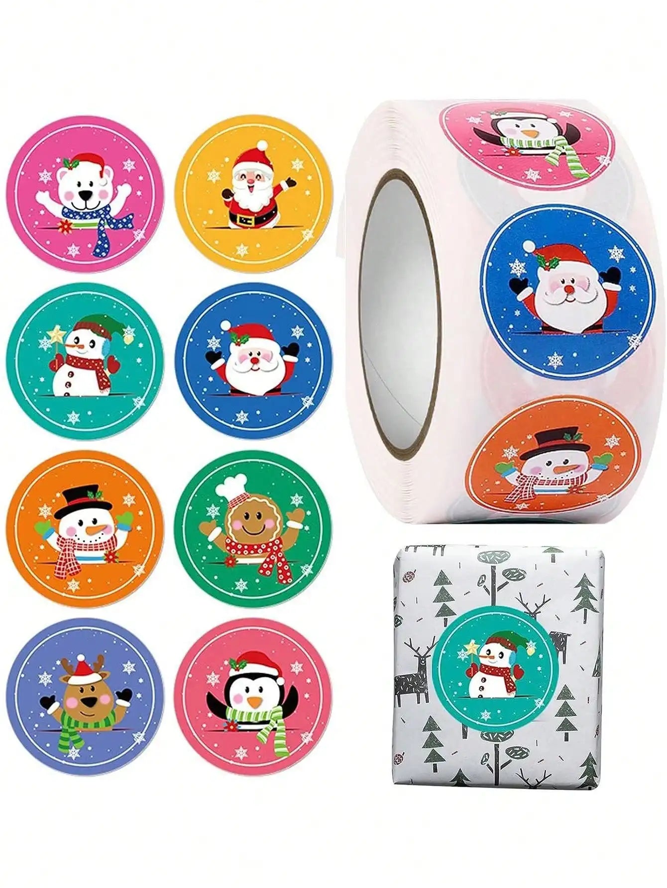 500 Cravinc Christmas Gift Round Seal Stickers for Envelopes and Decorations