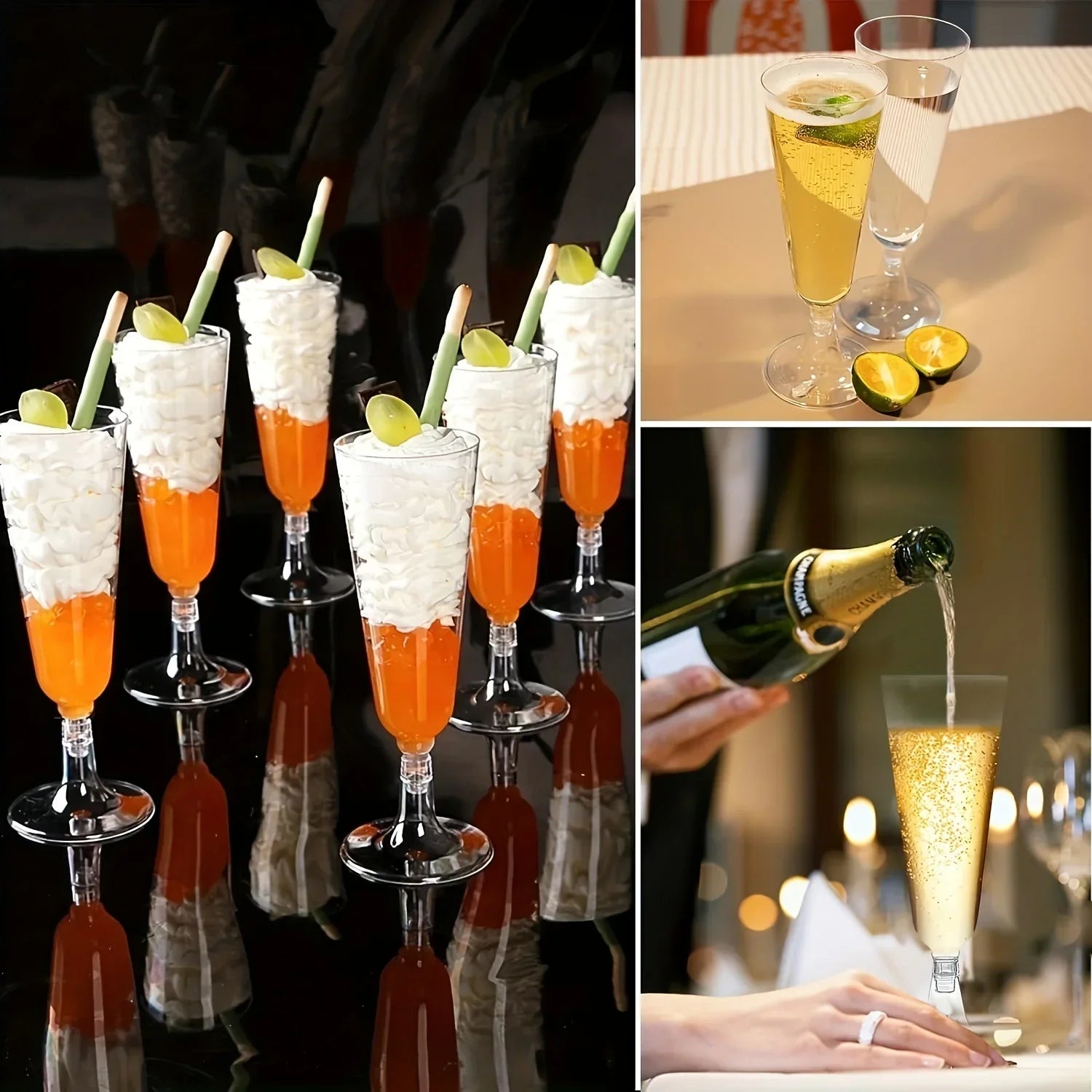 Cravinc 150ml Disposable Champagne Flutes for Weddings and Events