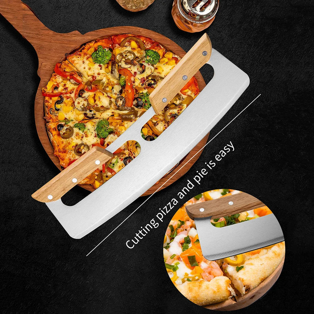 Cravinc 14" Stainless Steel Pizza Cutter with Cover - Rocker Blade Slicer