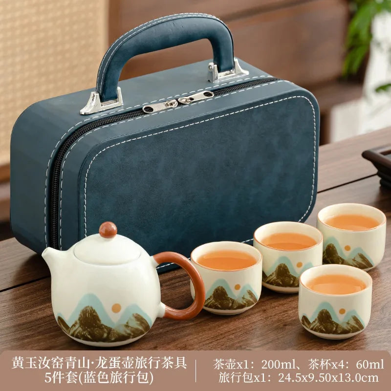 Ceramic Travel Tea Set by Cravinc: Portable Kung Fu Tea Set with Kuaike Cup