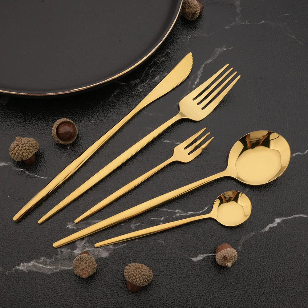 Cravinc 12-Piece Gold Mirror Cutlery Set for Dinnerware and Kitchen