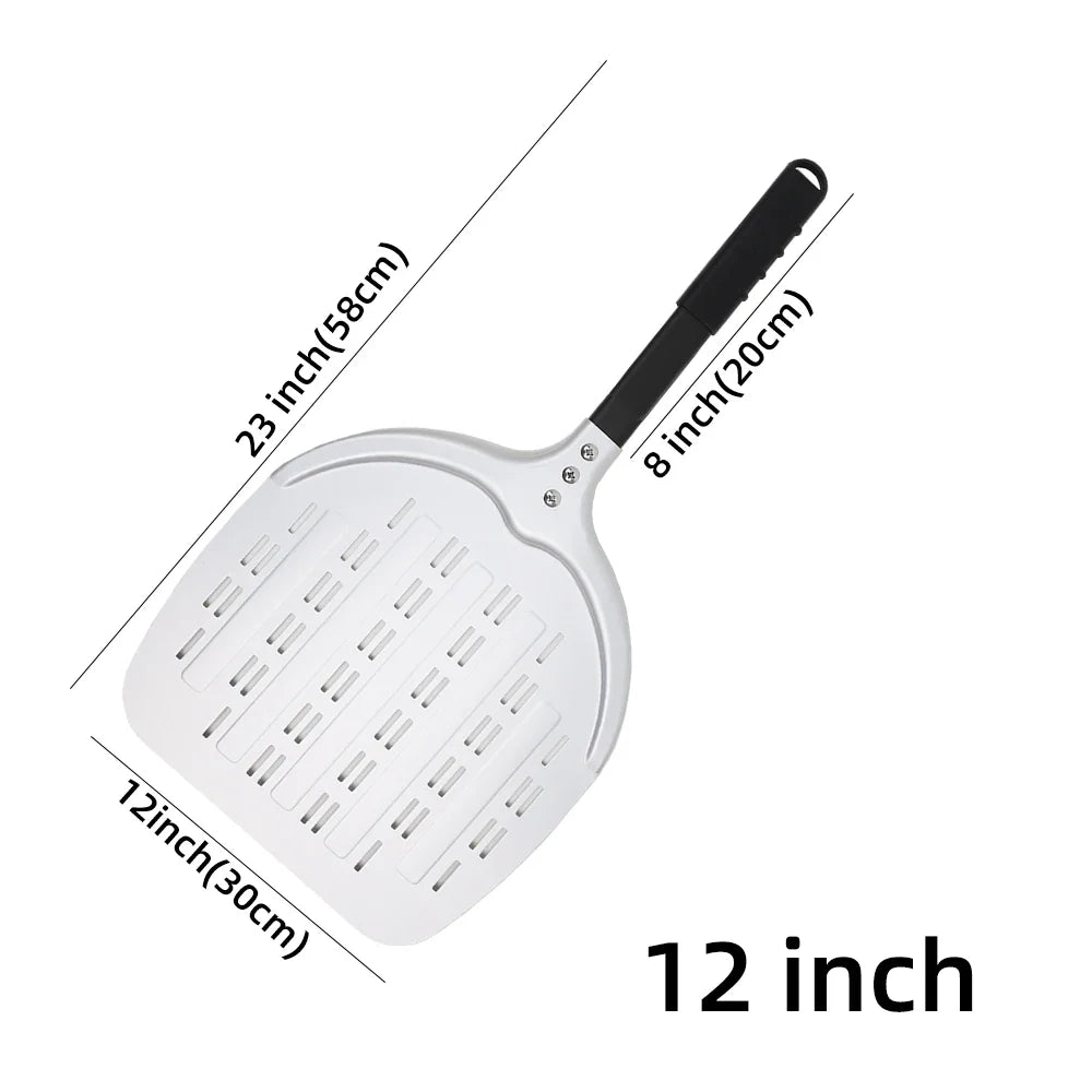 Cravinc 12" Aluminum Pizza Peel Perforated Paddle Nonstick Baking Tool