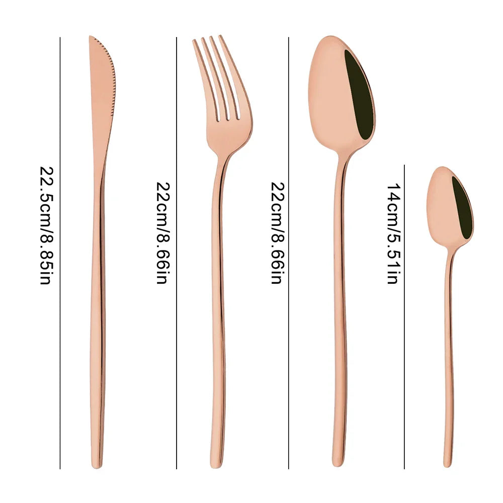 Cravinc 16Pcs Rose Gold Cutlery Set Stainless Steel Dinnerware