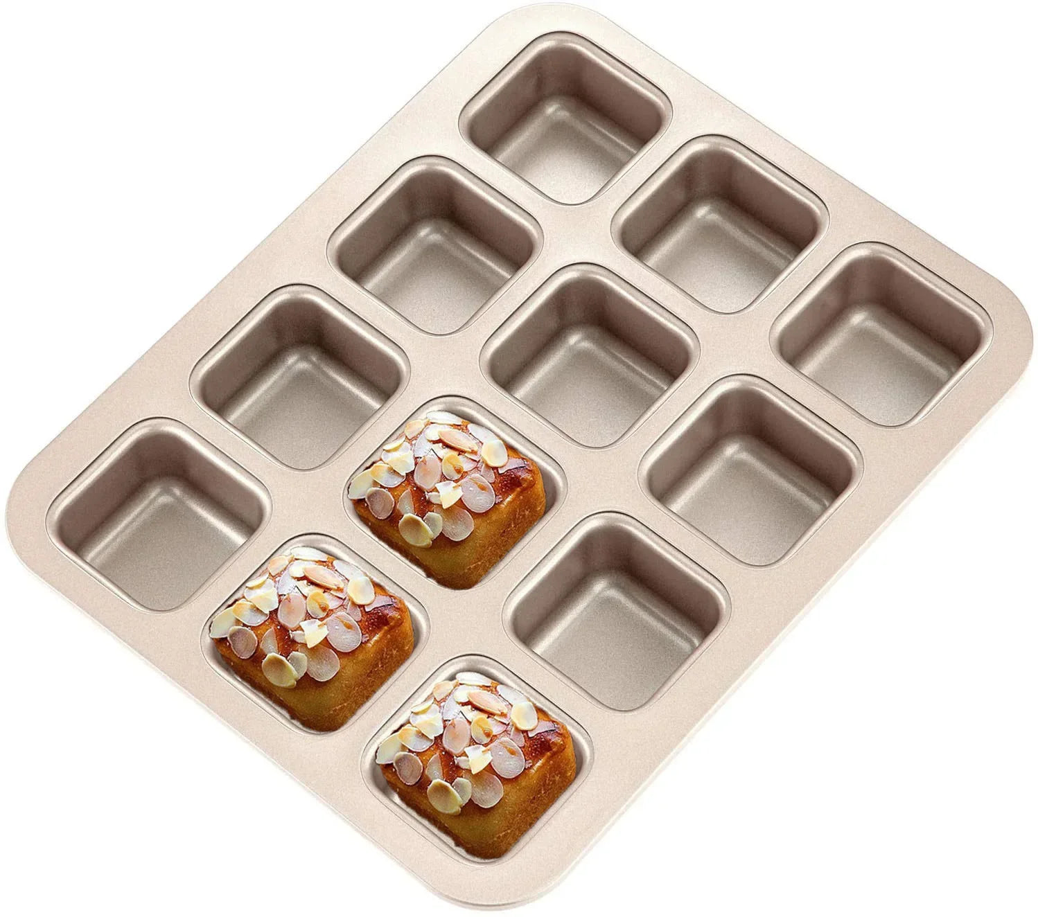 Cravinc 12-Cup Square Mini Cake Mold for Baking Muffins and Bread