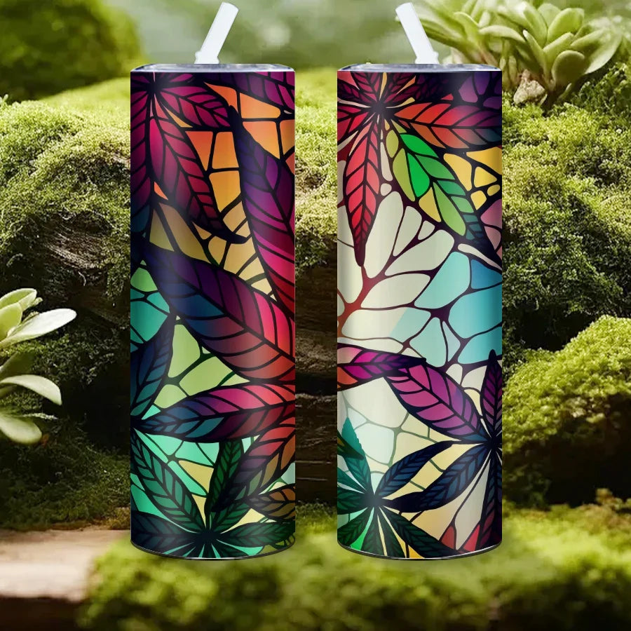 Colorful Butterfly Maple Leaf Flower Stainless Steel Water Bottle by Cravinc