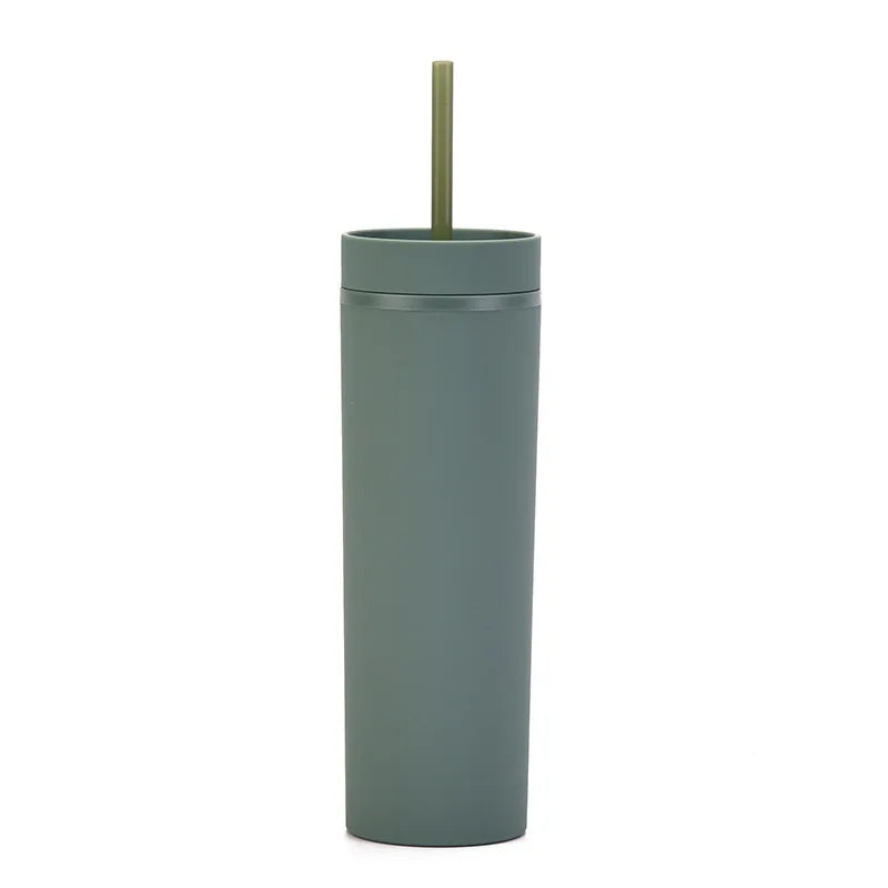 Cravinc 16oz Matte Acrylic Skinny Tumbler with Lid and Straw