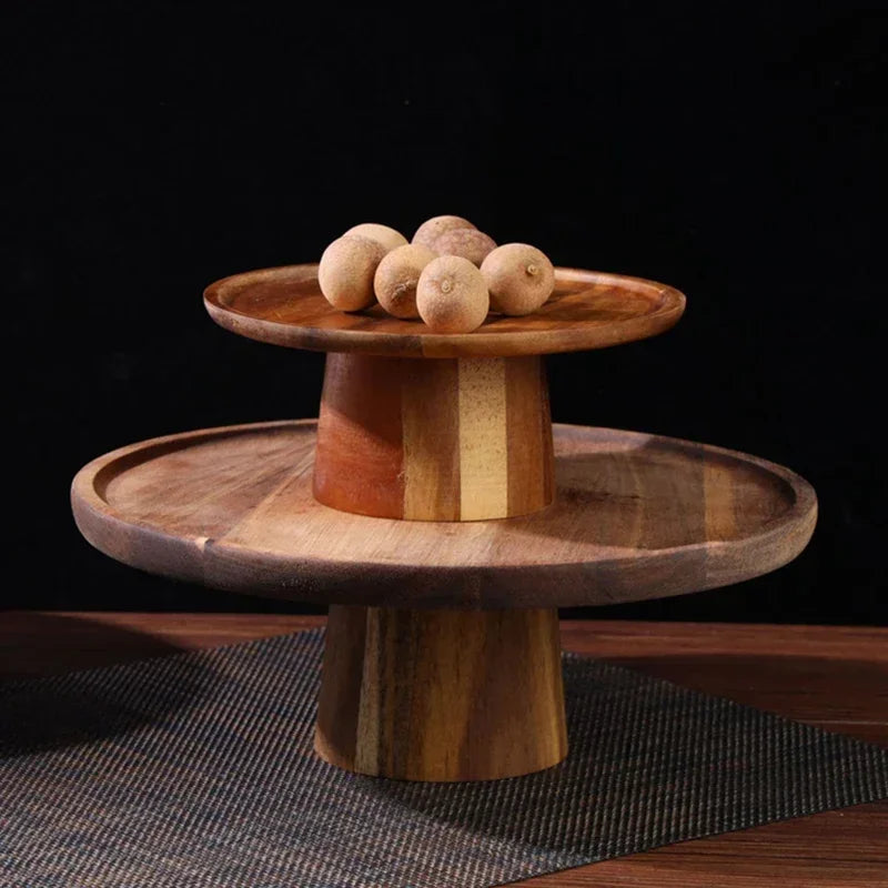 Acacia Wood Cake Stand by Cravinc: Elegant Dessert Display Stand & Snack Tray