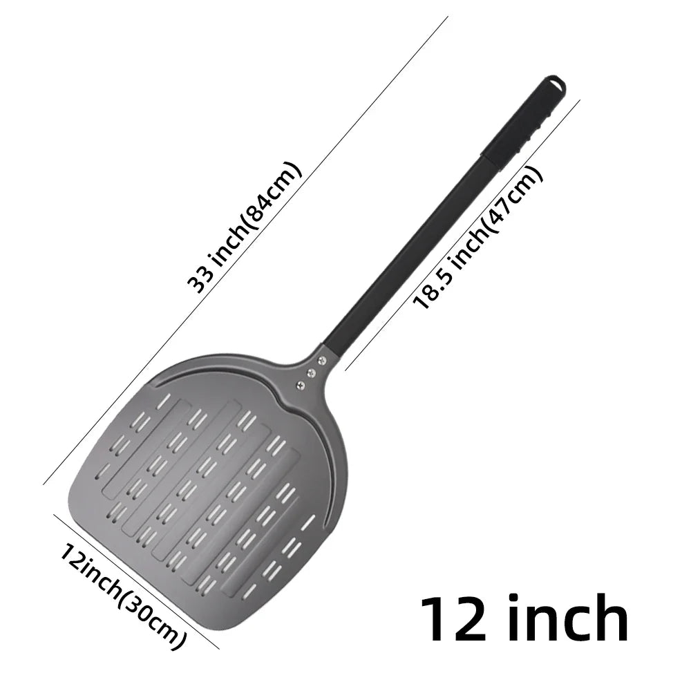 Cravinc 12" Aluminum Pizza Peel Perforated Paddle Nonstick Baking Tool