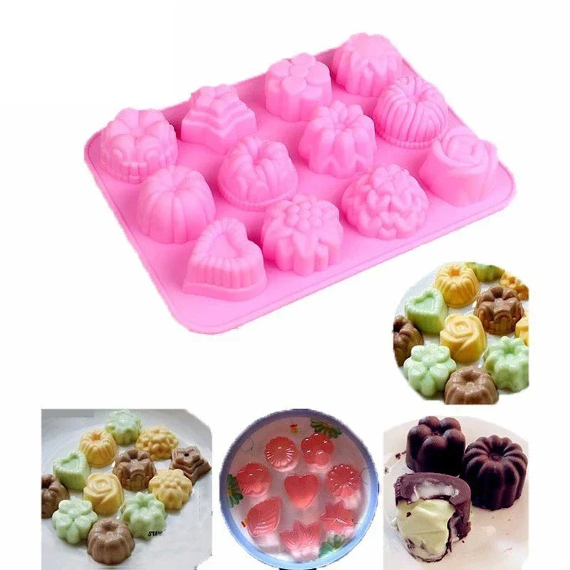 Cravinc 12-Hole Flowers Silicone Mold for Baking & Decorating Various Treats