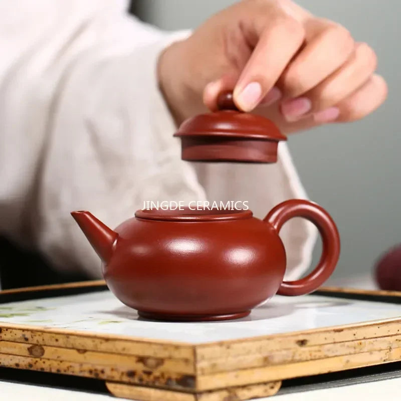 Cravinc 120ml Dahongpao Tea Pot: Handmade Yixing Purple Clay Teapot Beauty Kettle