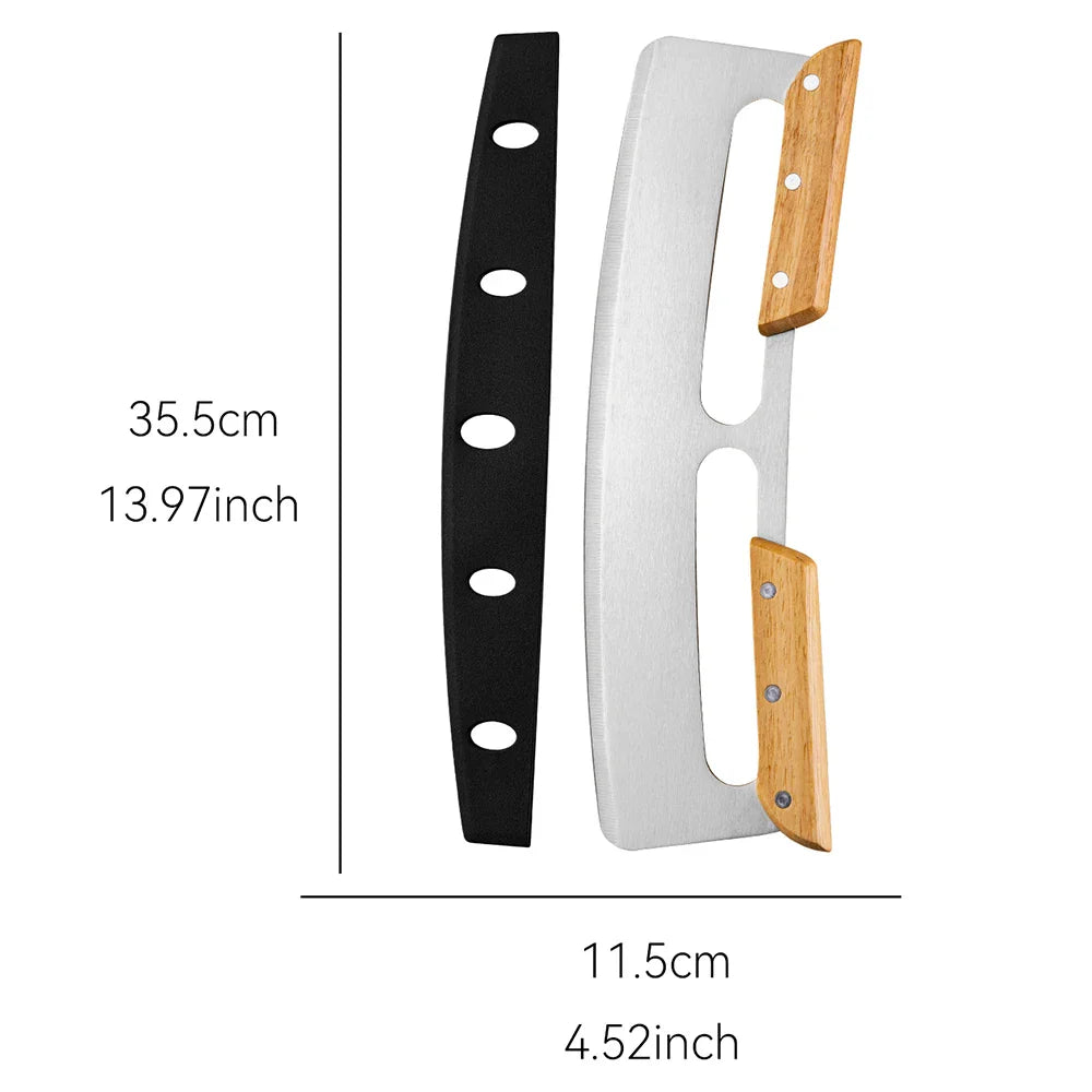 Cravinc 14" Stainless Steel Pizza Cutter with Cover - Rocker Blade Slicer