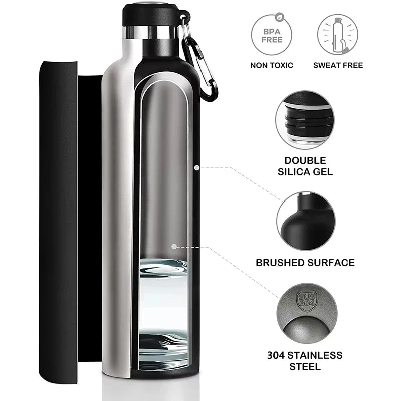 Cravinc 1000ml Stainless Steel Vacuum Thermos Sports Water Bottle