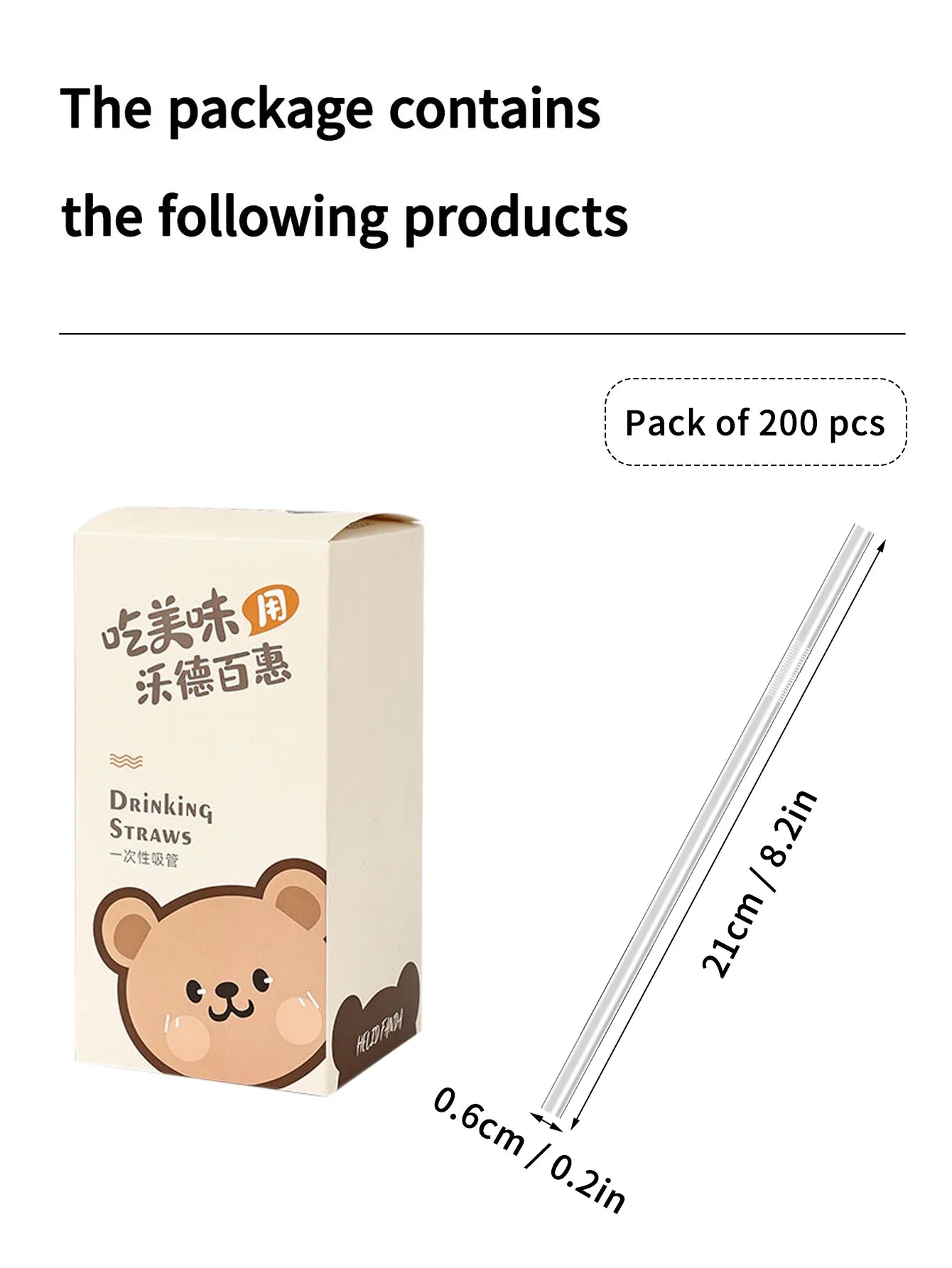 Cravinc 100PCS Disposable Plastic Straws, Transparent Drinking Straw for Milk Tea & Beverages